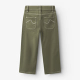 Pantalon enfant en twill kaki, forme légèrement ballon avec poches italiennes