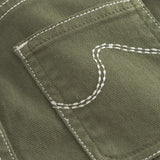 Pantalon enfant en twill kaki, forme légèrement ballon avec poches italiennes