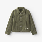 Veste enfant en twill vert kaki avec manches ballon et col en pointe