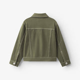 Veste enfant en twill vert kaki avec manches ballon et col en pointe