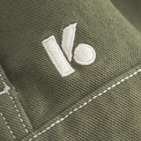 Veste enfant en twill vert kaki avec manches ballon et col en pointe